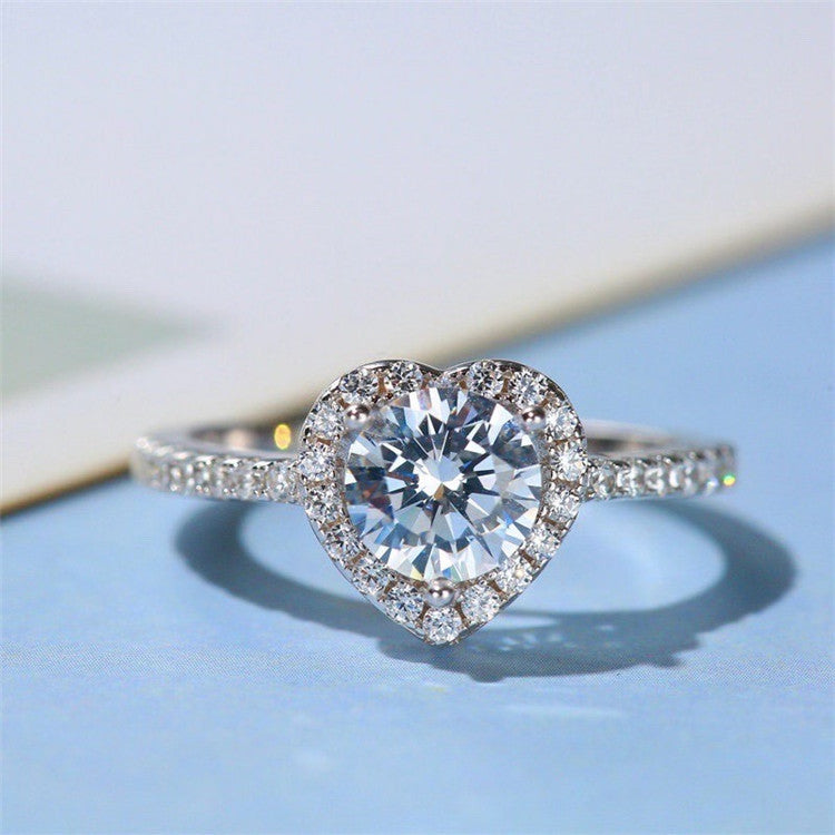 Promise Rings Heart Moissanite Diamond Finger Rings for Women Engagement Ring