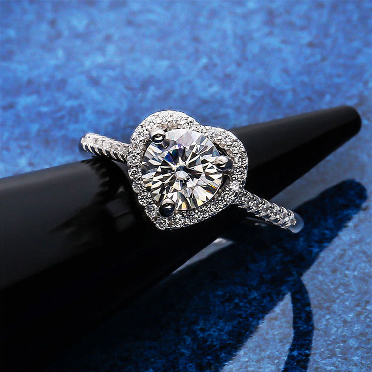 Promise Rings Heart Moissanite Diamond Finger Rings for Women Engagement Ring