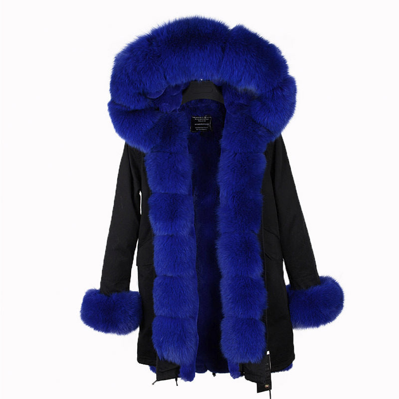 BelaCustom Rabbit Fur Women's Overcoat Winter Parka Coats Customization