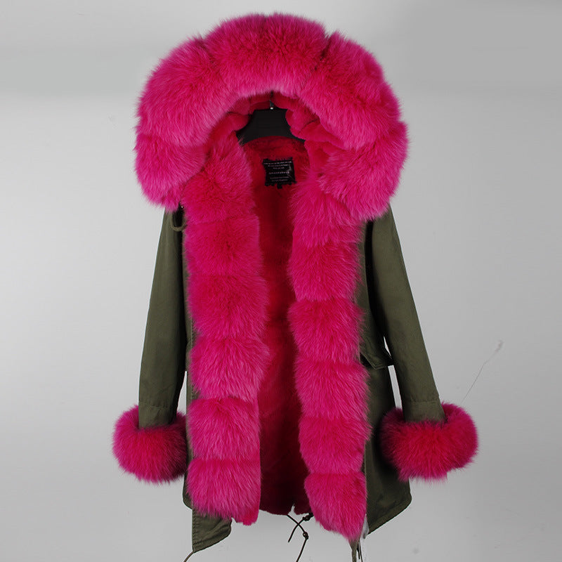 BelaCustom Rabbit Fur Women's Overcoat Winter Parka Coats Customization