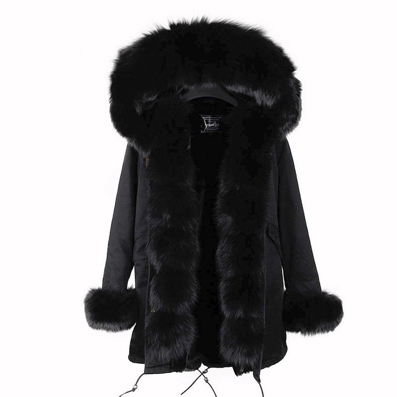 BelaCustom Rabbit Fur Women's Overcoat Winter Parka Coats Customization