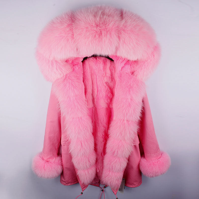 BelaCustom Rabbit Fur Women's Overcoat Winter Parka Coats Customization