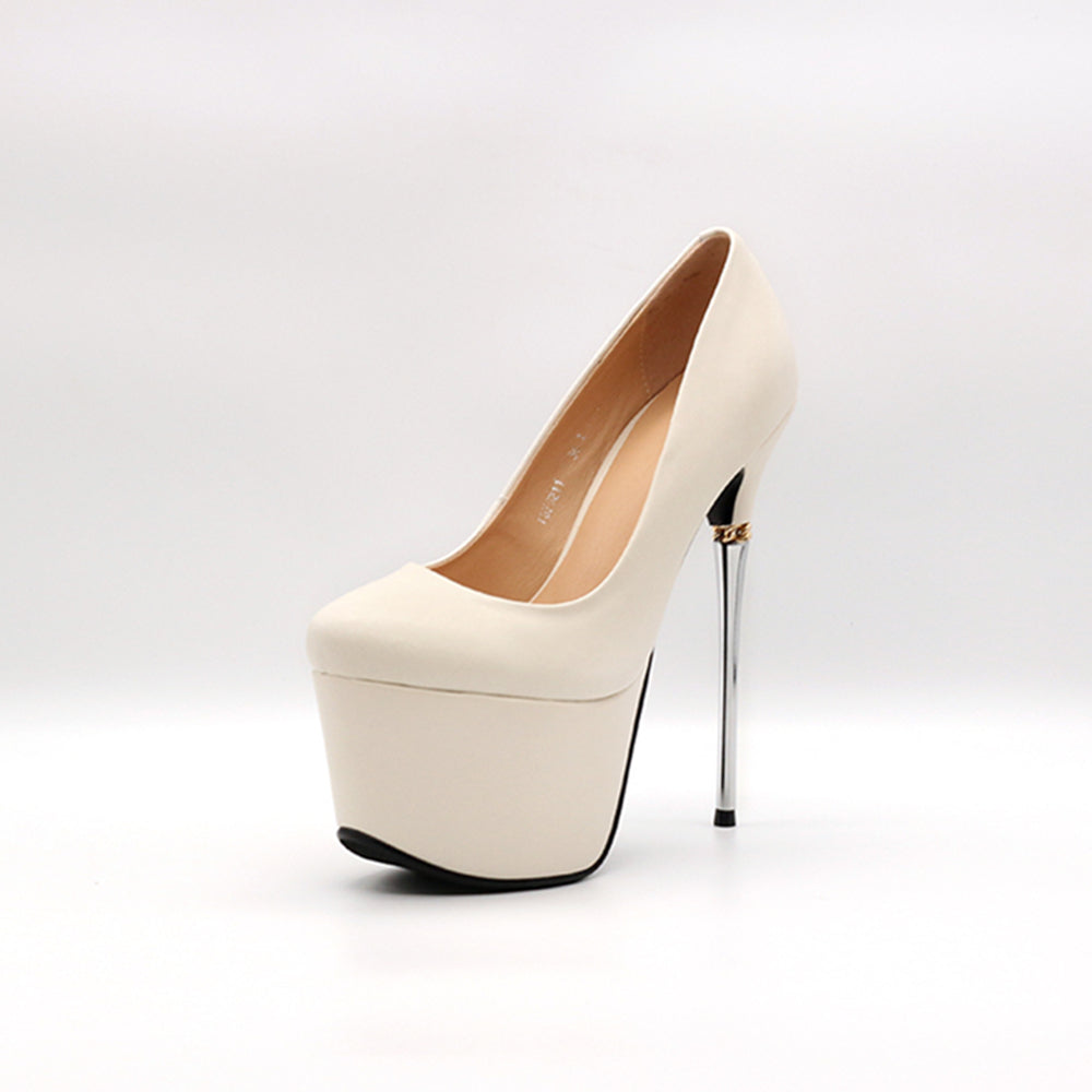 Genuine Leather Women's Pointed Toe Handmade High Stiletto Heel Platform Weeding Pumps Shoes