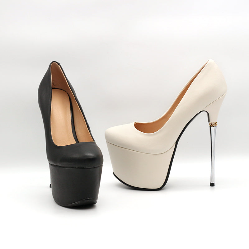 Genuine Leather Women's Pointed Toe Handmade High Stiletto Heel Platform Weeding Pumps Shoes