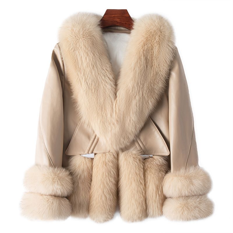 BelaCustom Fox Fur Genuine Leather Women's Jacket Coat Customization