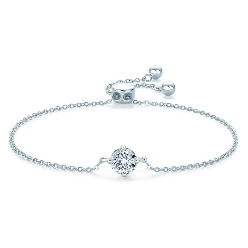 Bracelet Made with Genuine Moissanite Adjustable Slider Bracelet for Women S925 Sterling Silver Jewelry