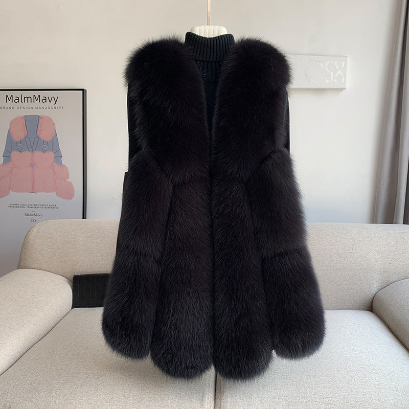 BelaCustom Women's Fox Fur Winter Vest Sleeveless Coat Customization