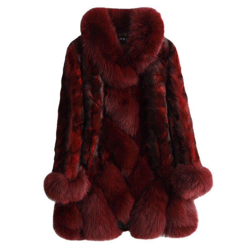 BelaCustom Mink Fur Women's Overcoat Long Coat Customization