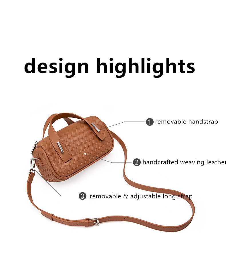 Tote Handbag Women's Genuine Leather Weaving Handmade Clutches Crossbody Bags