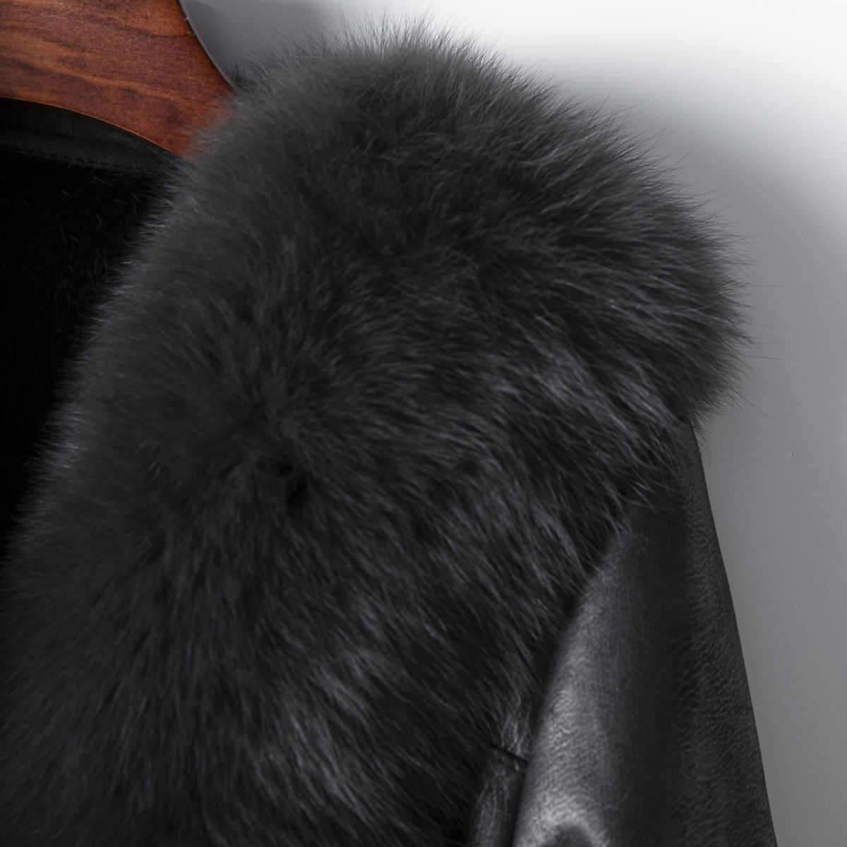 BelaCustom Fox Fur Collar Genuine Leather Rabbit Fur Women's Belt Overcoat Winter Long Coat Customization