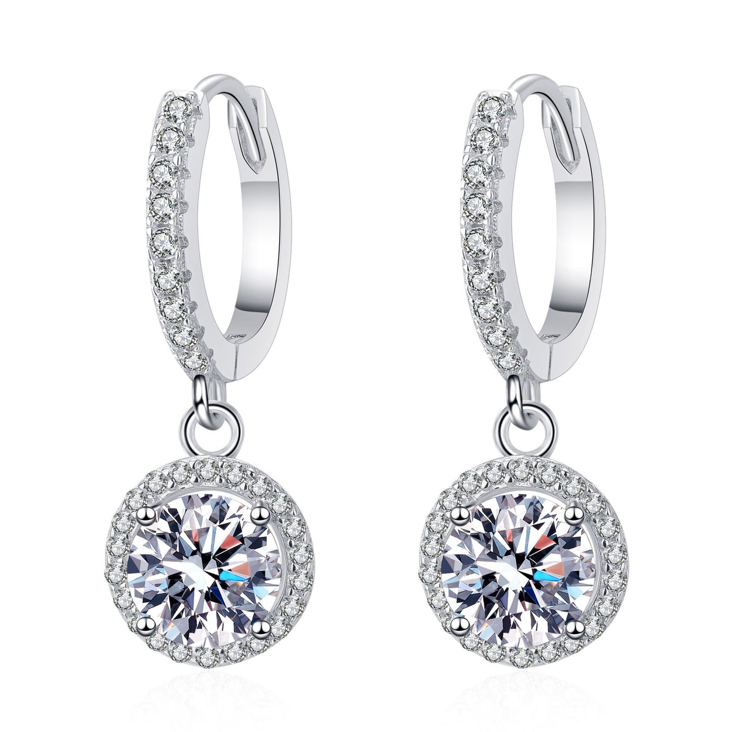 Earrings 925 Sterling Silver Moissanite or Zircon Glitter Pendant Earring for Women Dangle Drop Jewelry