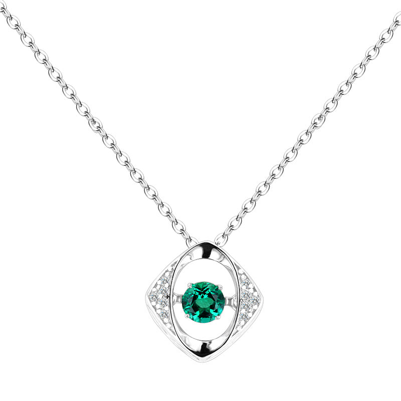 Green Crystal Moissanite Collarbone Necklaces for Women 925 Sterling Silver Jewelry Pendant Necklace Gifts