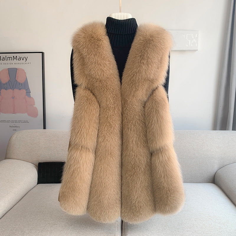 BelaCustom Women's Fox Fur Winter Vest Sleeveless Coat Customization