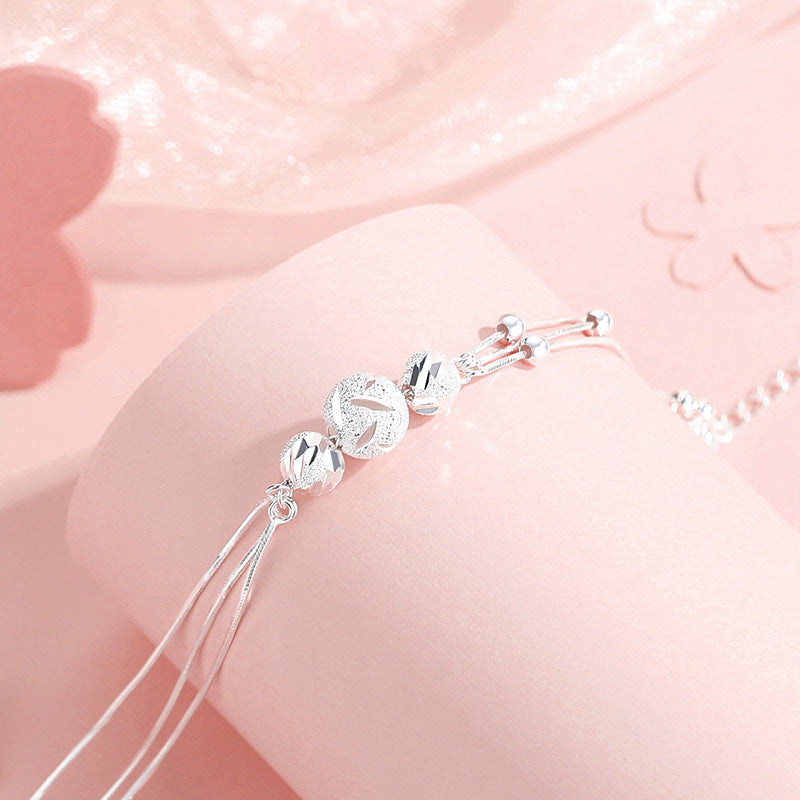 Adjustable Bracelet for Women S925 Sterling Silver Three Chain Elegant Bracelets Jewelry