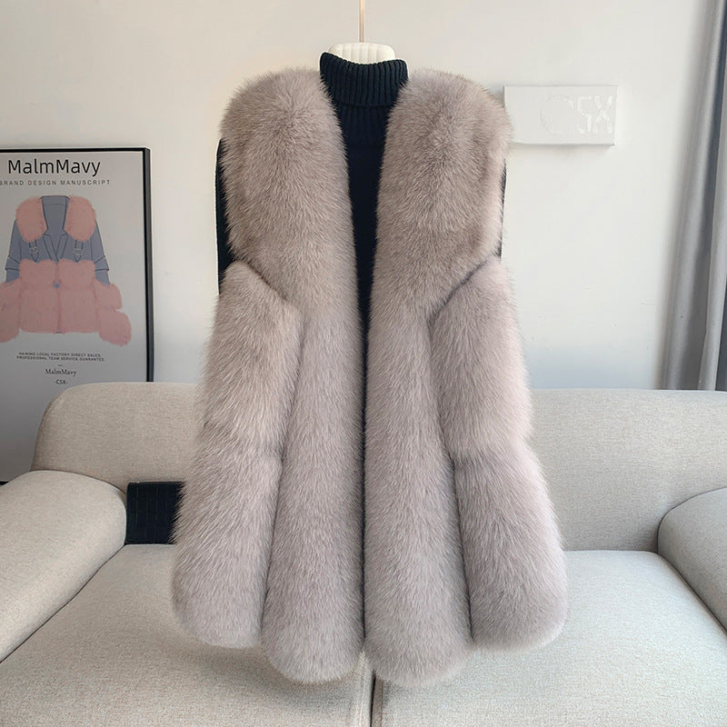 BelaCustom Women's Fox Fur Winter Vest Sleeveless Coat Customization