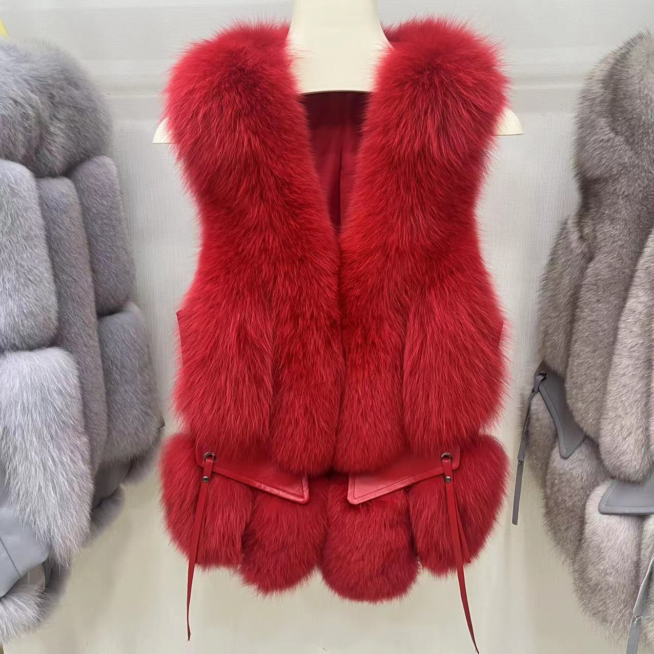 BelaCustom Women's Winter Fox Fur Vest Customization