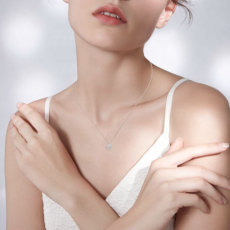 Collarbone Necklaces for Women S925 Sterling Silver Jewelry Genuine Moissanite 0.5 CT Choker Gifts