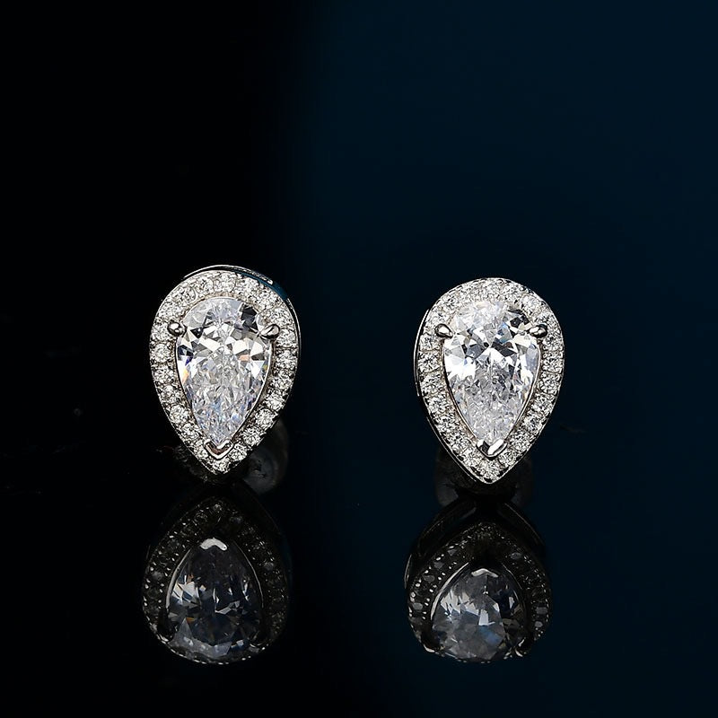 925 Sterling Silver Moissanite Glitter Earrings for Women Drop Water Shapped Earrings Jewelry