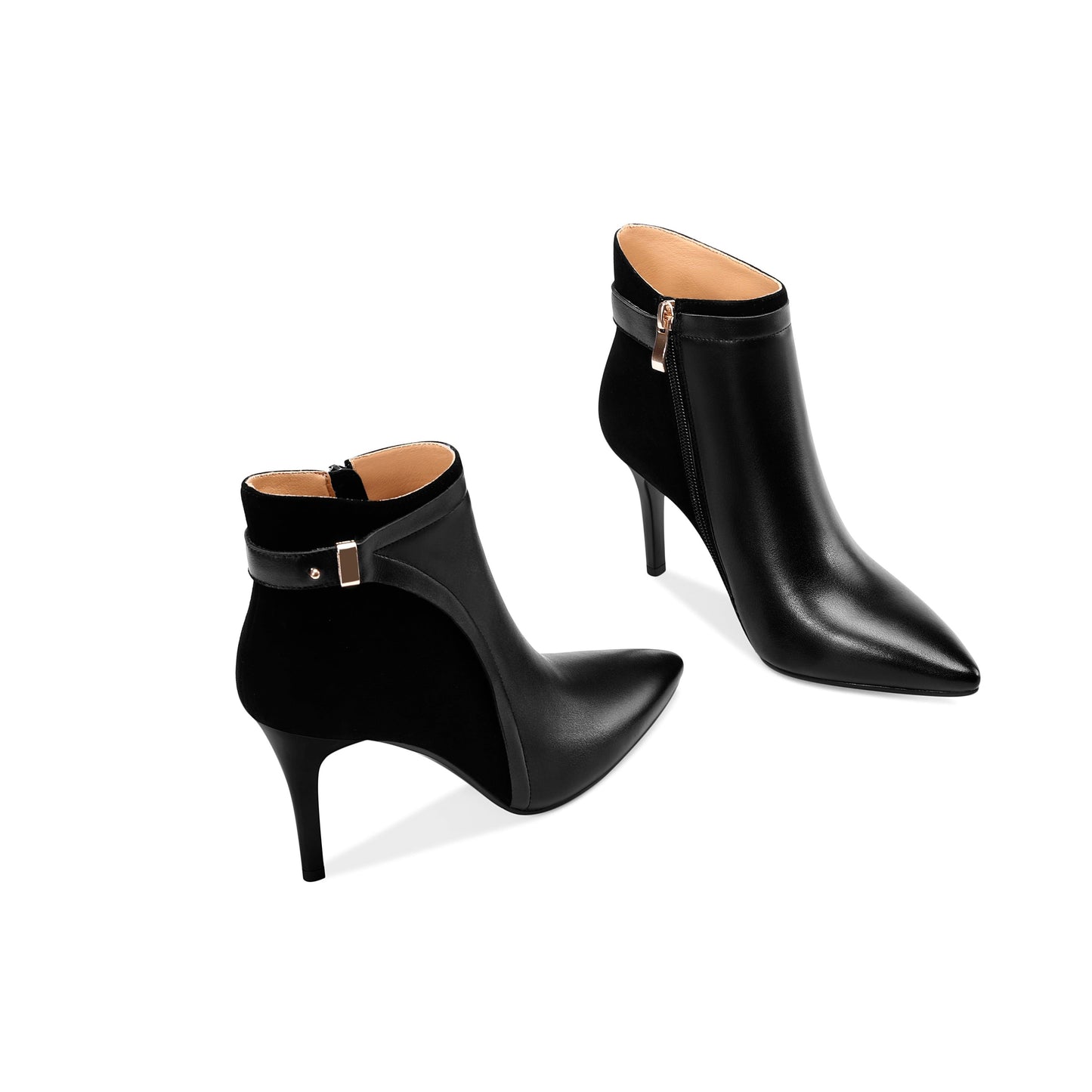 Women's Genuine Leather Pointed Toe Side Zip Handmade Sexy Stiletto High Heel Ankle Boots