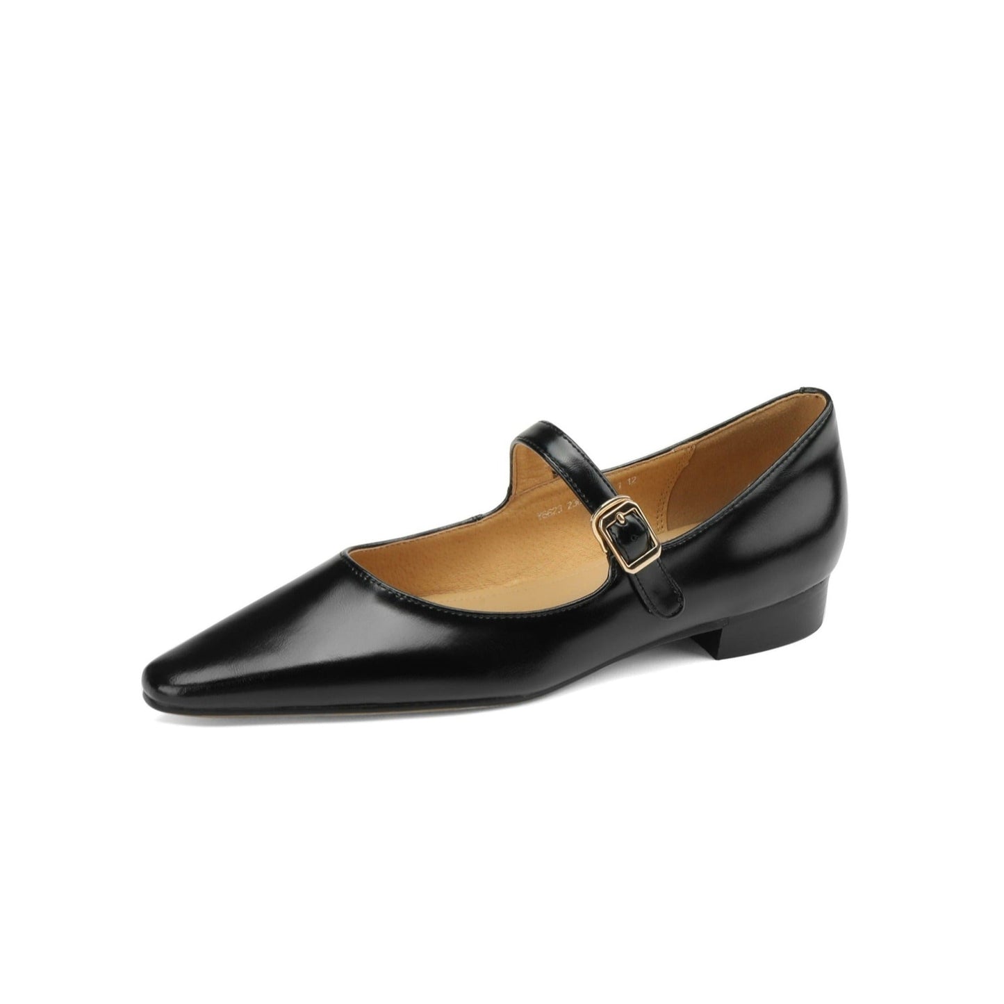 Women's Patent Leather Handmade Pointed Toe Flats Buckle Mary Janes Cute Dress Shoes