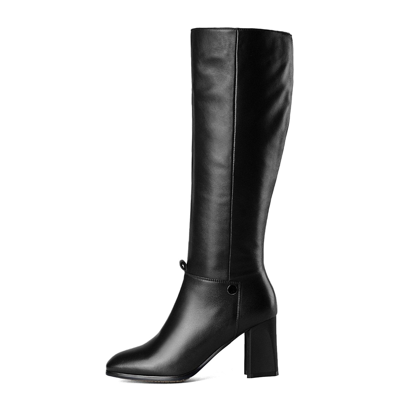 Genuine Leather Square Toe Chunky Heel comfortable Knee High Boots