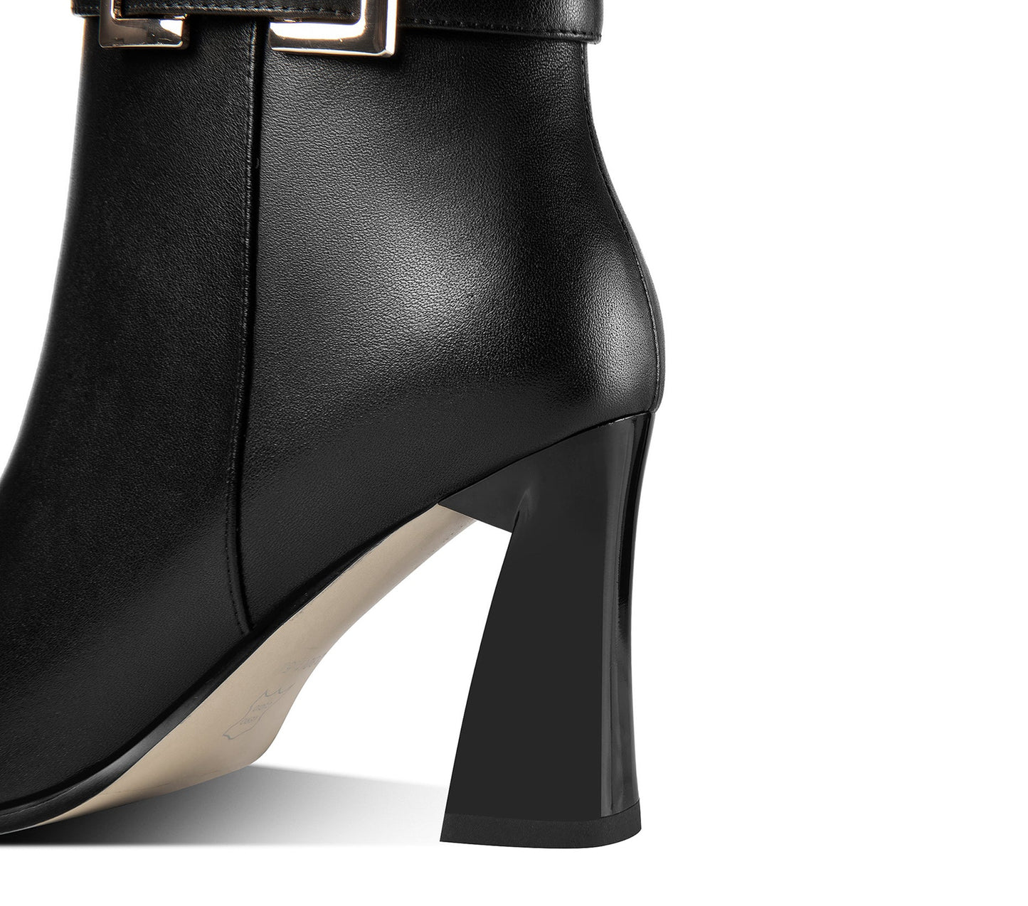 Genuine Leather Women's Handmade Side Zip Up Modern Buckle High Heel Pointed Toe Ankle Booties