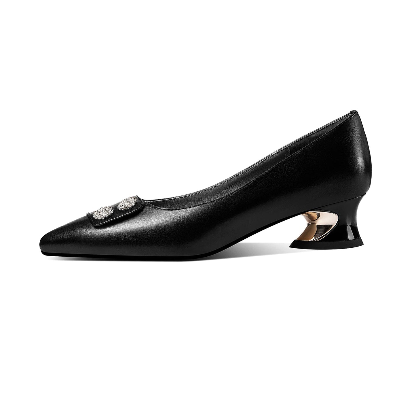 Women's Genuine Leather Pointed Toe Handmade Comfortable Low Heel Loafer Pumps