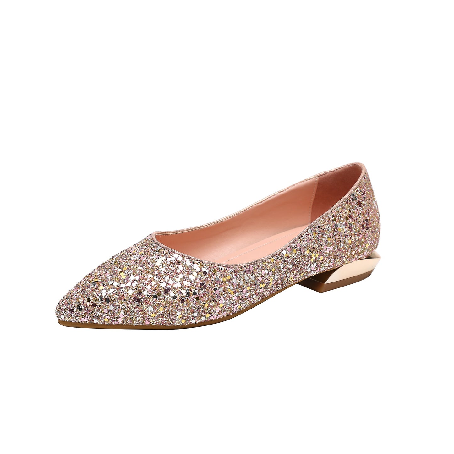 Handmade Women's Glitter Pointed Toe Slip On Flat Weeding Shoes