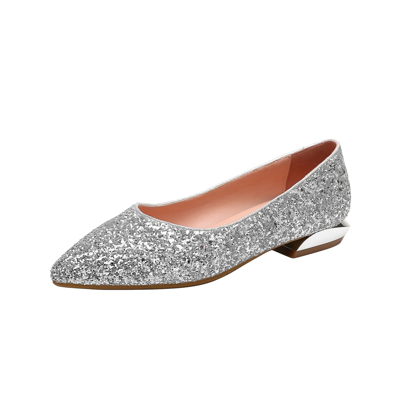 Handmade Women's Glitter Pointed Toe Slip On Flat Weeding Shoes