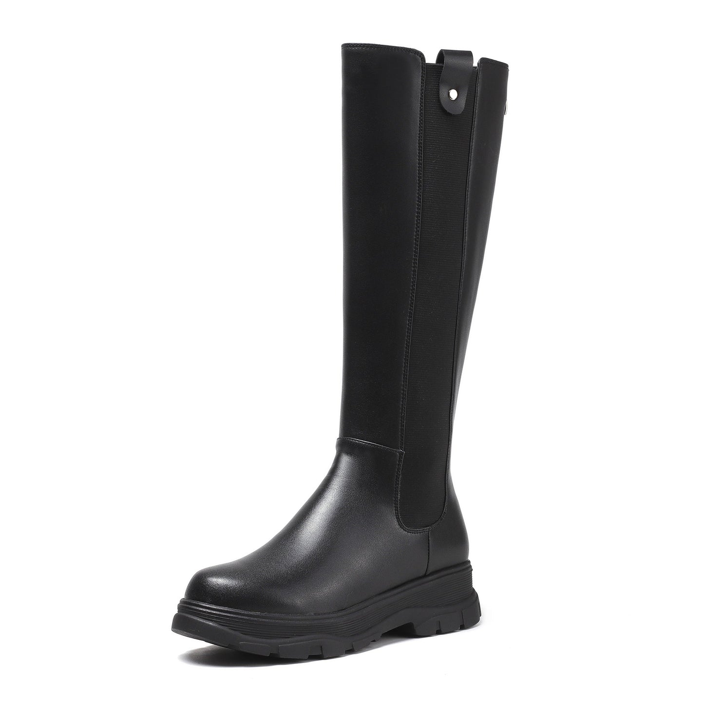 Women's Genuine Leather Round Toe Handmade Platform Back Zipper Stylish Knee High Boots