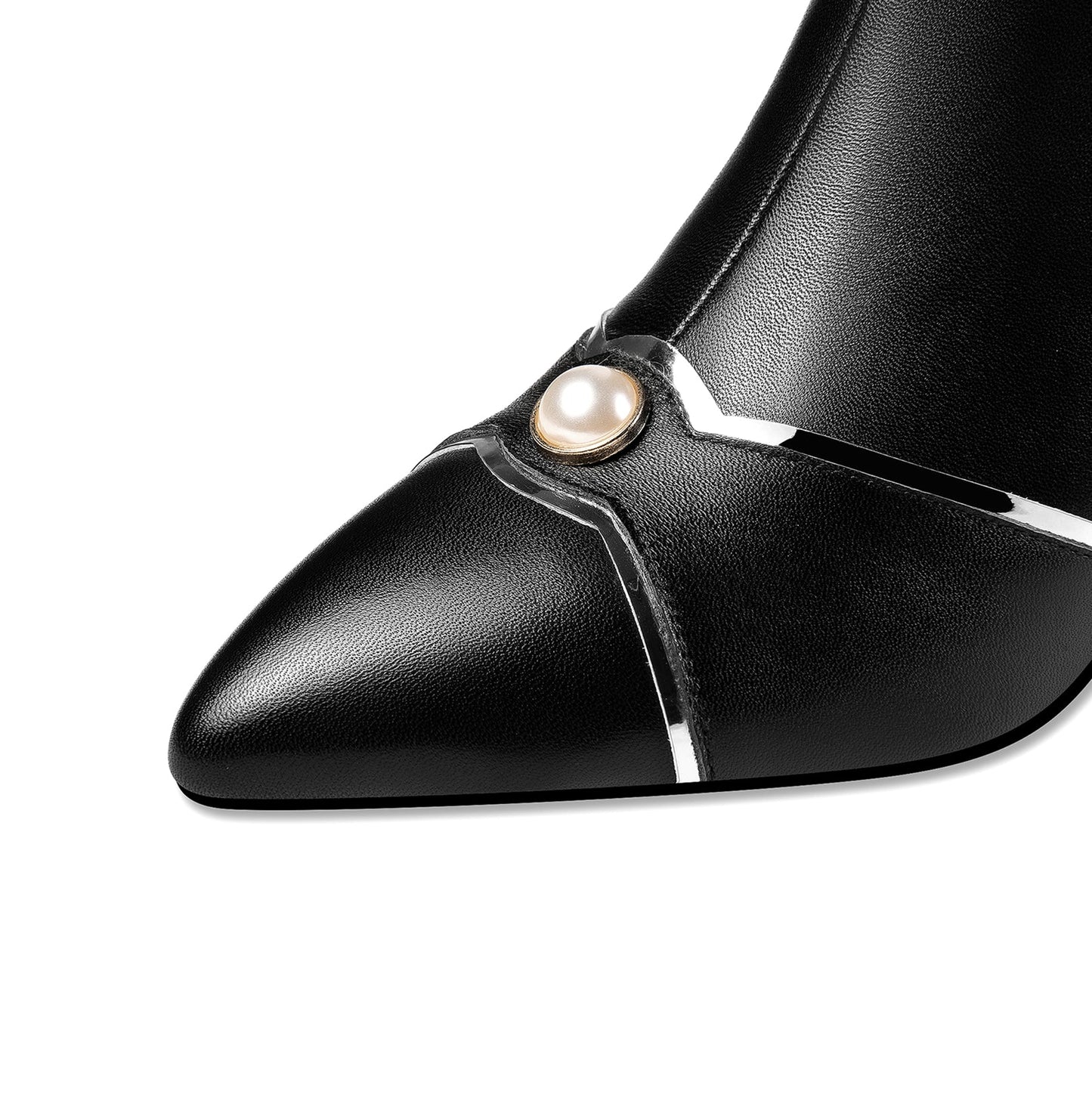 Handmade Women's Genuine Leather Side Zip Up Spool Heel Pointed Toe Elegant Ankle Boots