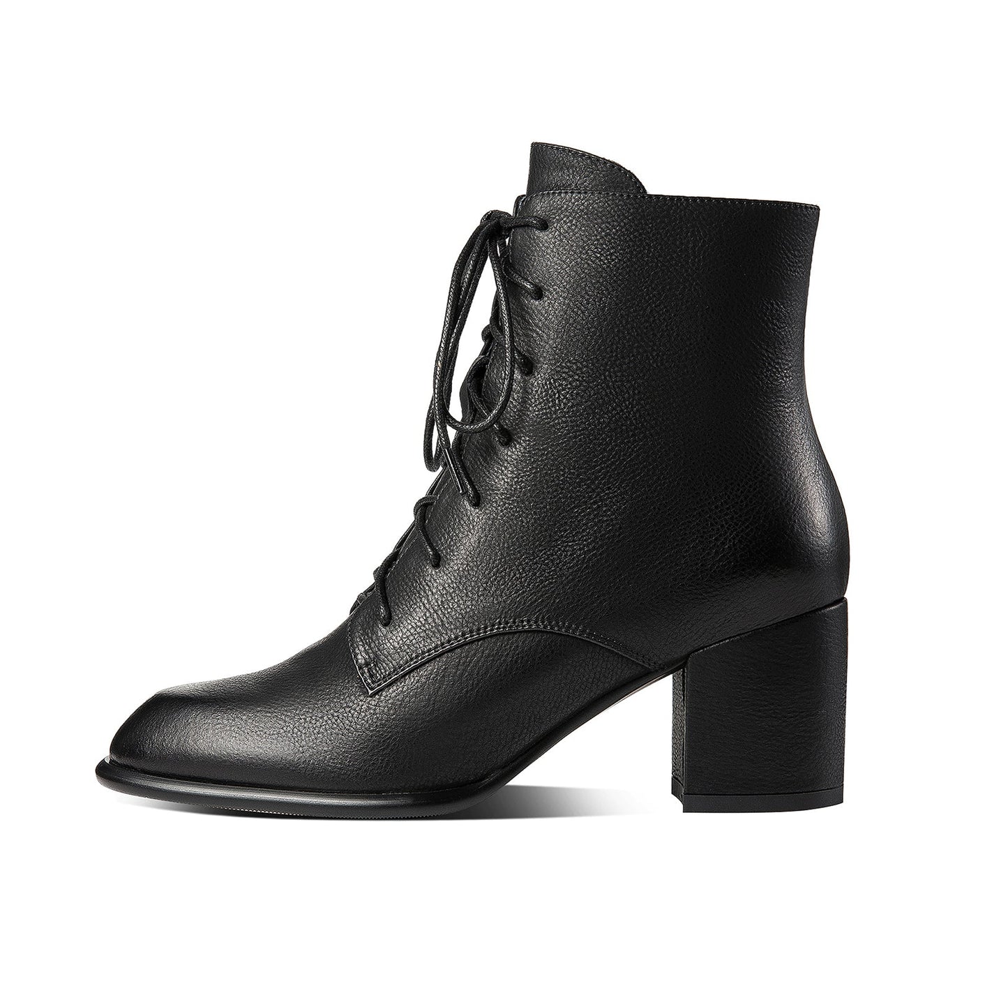 Women's Handmade Genuine Leather Selftie Side Zip Up Block Heel Round Toe Cool Ankle Boots