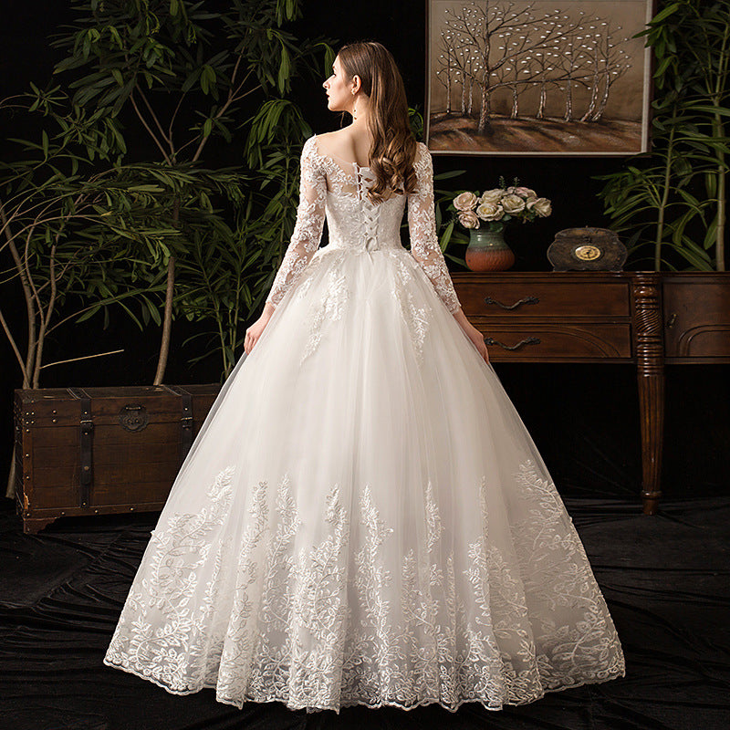 BelaCustom Bridal Dresses Jewel Neck Long Sleeve Appliques A-Line Wedding Dress