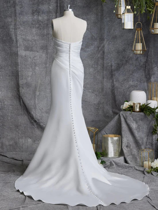 BelaCustom Satin Strapless Tube Top Ruffle Sheath Wedding Dress Customization